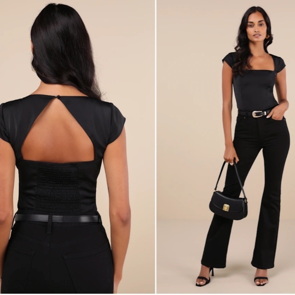 LULU's Sexy Romantic Chic Satin Office Strapless Date Night Party Bodysuit